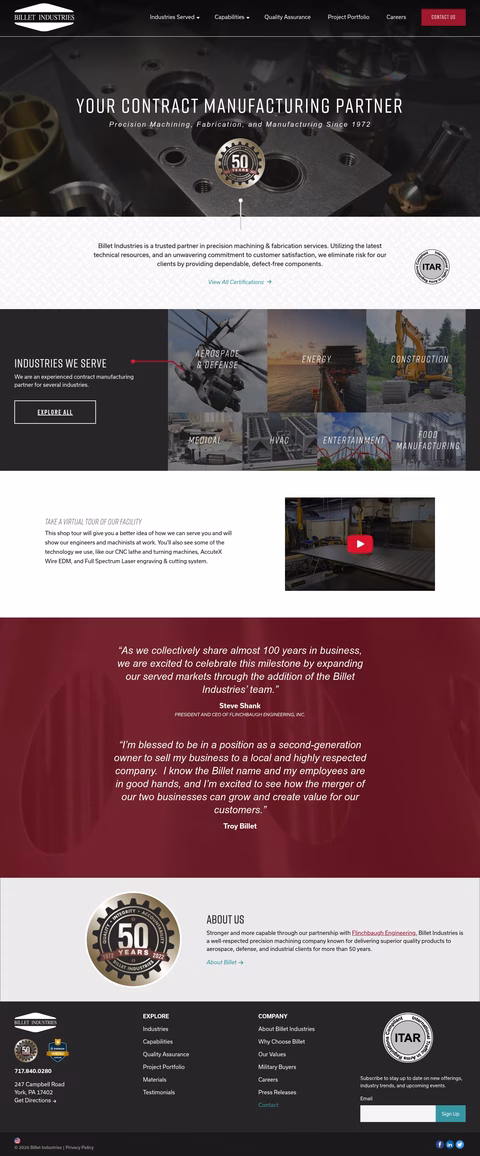 Billet-Industries Homepage 1440px