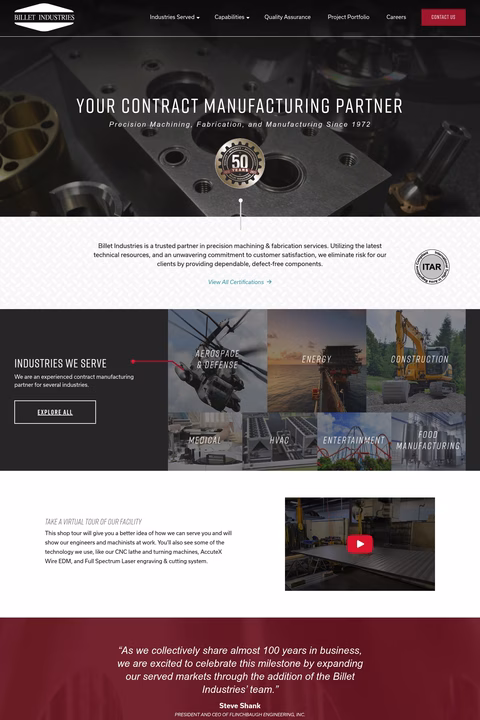 Billet-Industries Homepage 1440px
