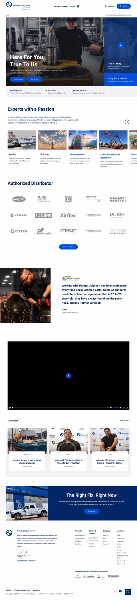 Palmer Johnson Power Systems Homepage 1440px
