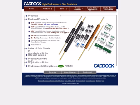 Caddock-Electronics Homepage 1440px