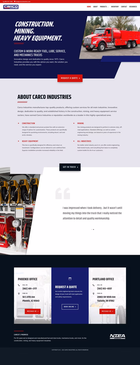 Carco-Industries Homepage 1440px