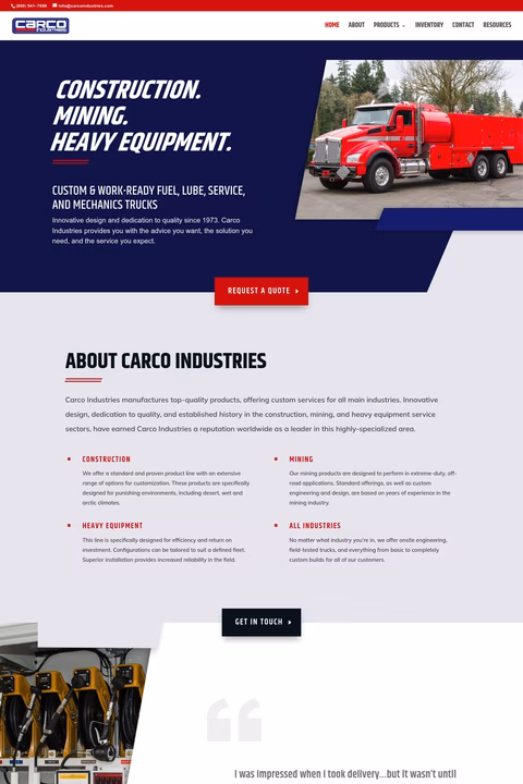 Carco-Industries Homepage 1440px