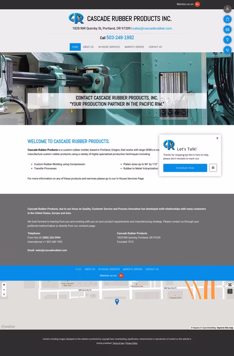 Cascade-Rubber-Products Homepage 1440px