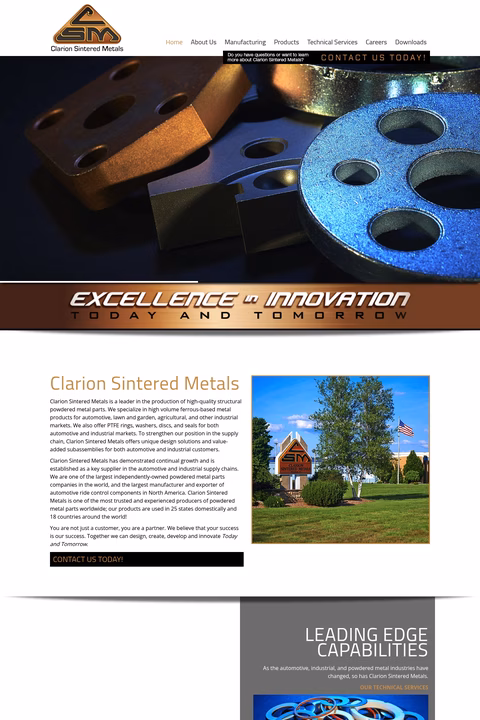 Clarion-Sintered-Metals Homepage 1440px