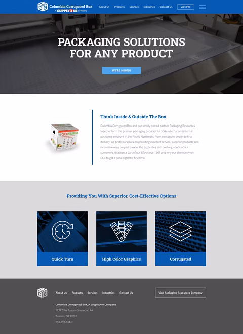 Columbia-Corrugated-Box Homepage 1440px