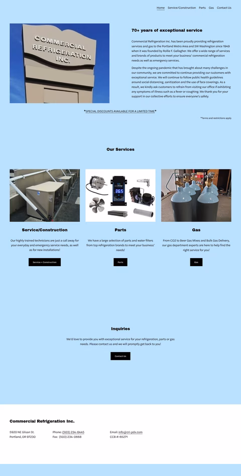 Commercial-Refrigeration-Inc Homepage 1440px
