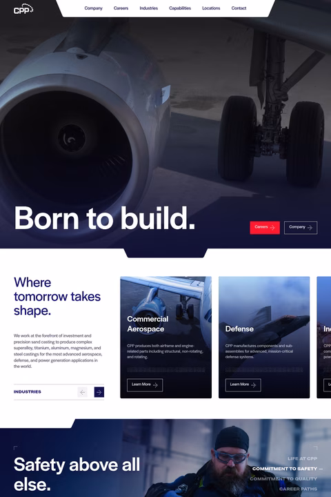 Consolidated-Precision-Products Homepage 1440px