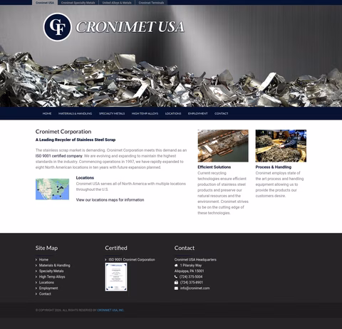 Cronimet-Usa Homepage 1440px