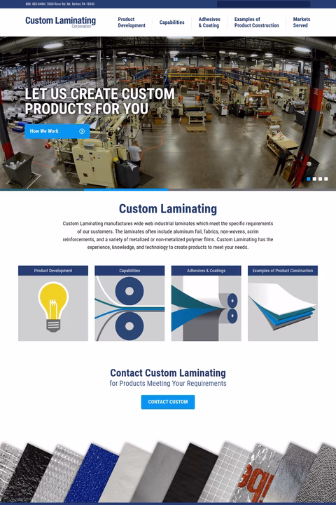 Custom-Laminating Homepage 1440px