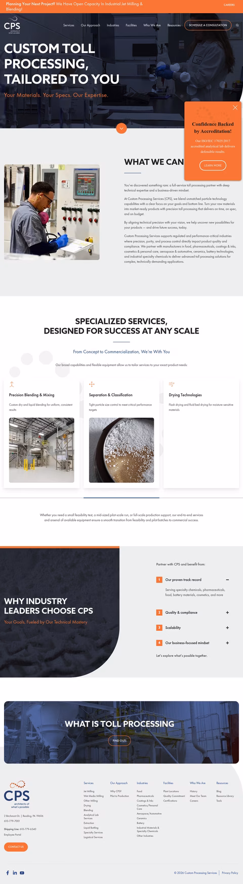Custom-Processing-Services Homepage 1440px