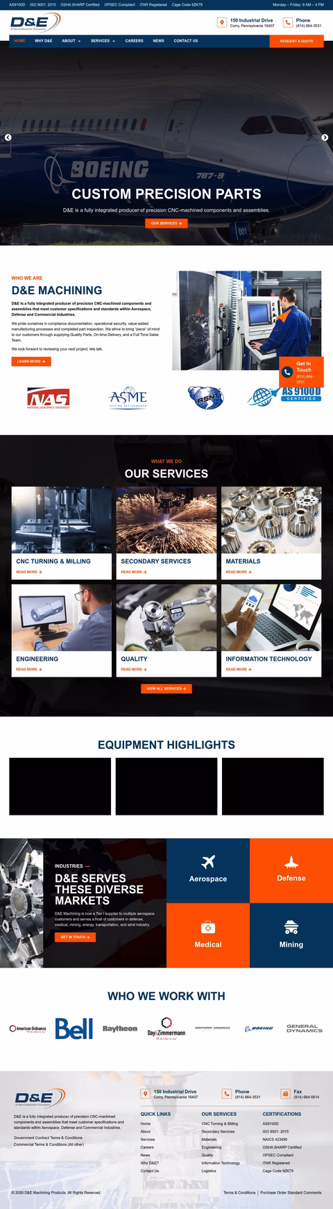 D-E-Machining Homepage 1440px
