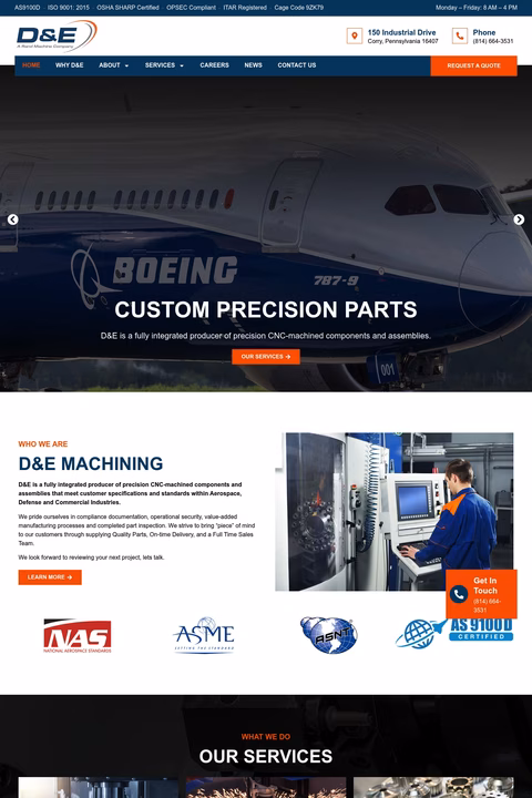 D-E-Machining Homepage 1440px