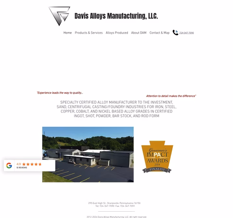Davis-Alloys-Manufacturing Homepage 1440px
