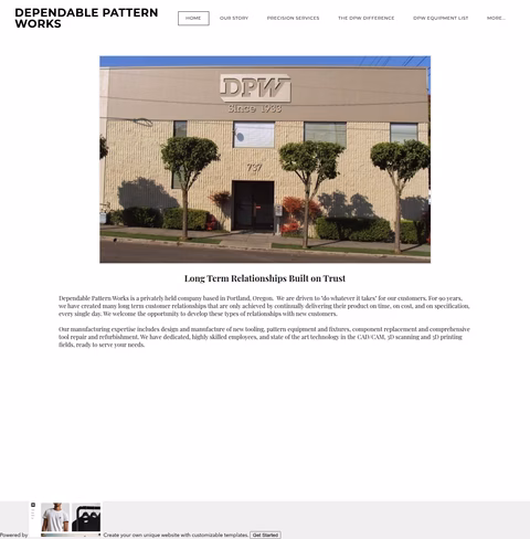 Dependable-Pattern-Works Homepage 1440px