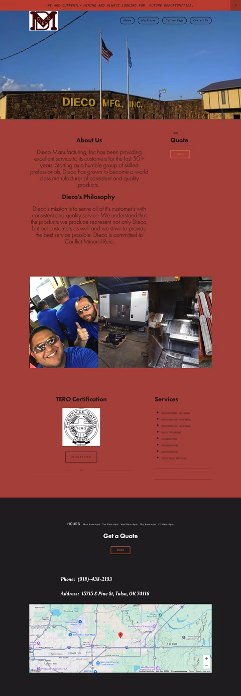 Dieco-Manufacturing Homepage 1440px
