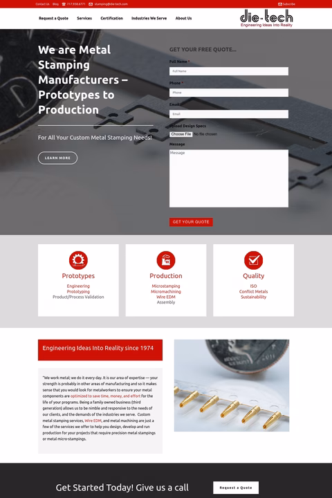 Die-Tech Homepage 1440px
