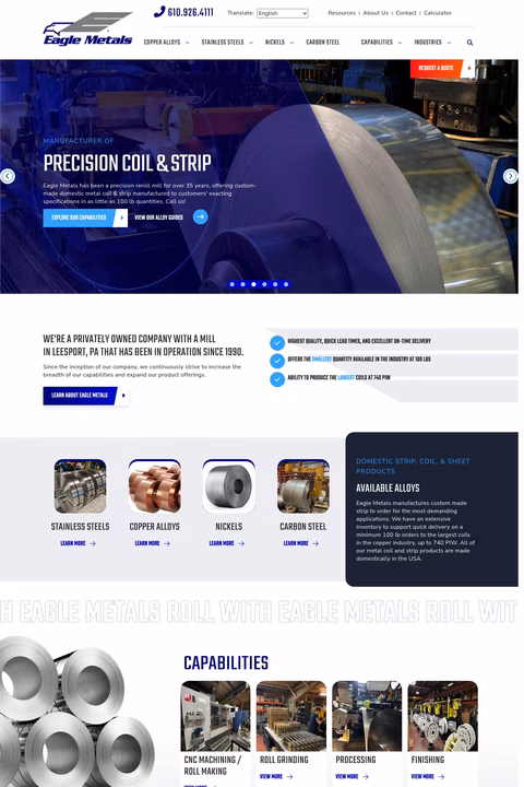 Eagle-Metals Homepage 1440px