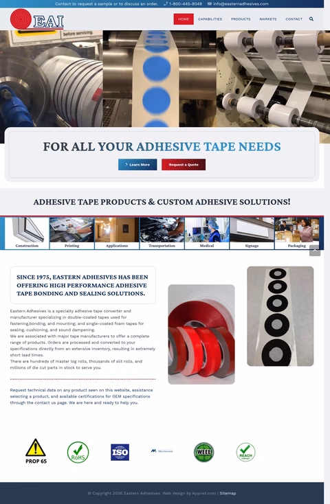 Eastern-Adhesives Homepage 1440px