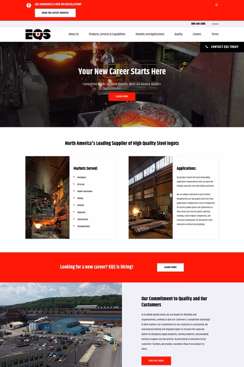 Ellwood-Quality-Steels Homepage 1440px