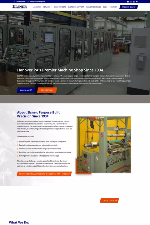 Elsner-Engineering-Works Homepage 1440px
