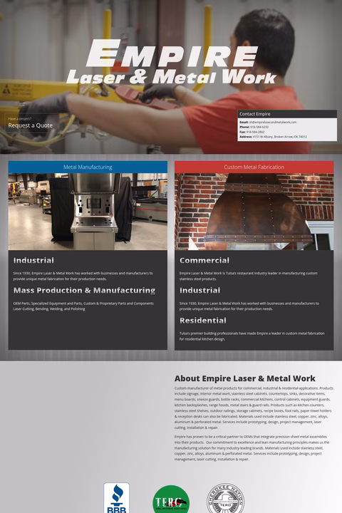 Empire-Laser-Metal-Work Homepage 1440px