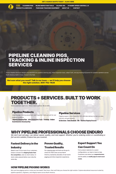 Enduro-Pipeline-Services Homepage 1440px
