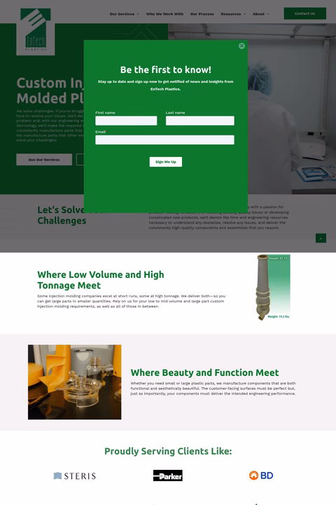 Entech-Plastics Homepage 1440px