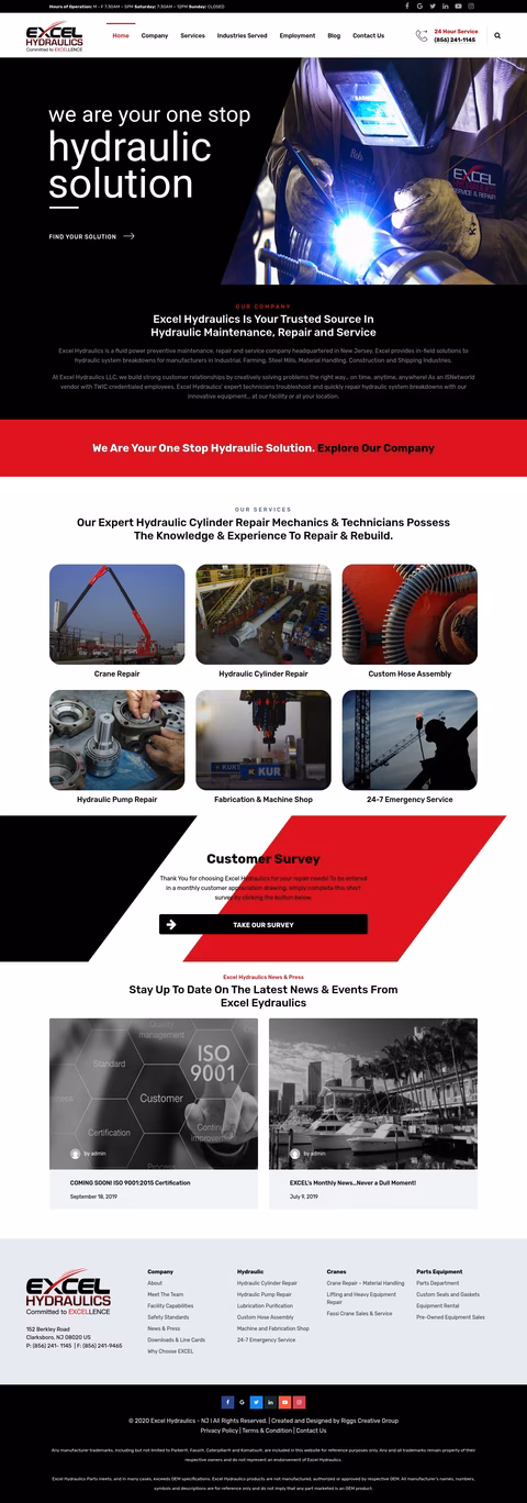 Excel-Hydraulics Homepage 1440px