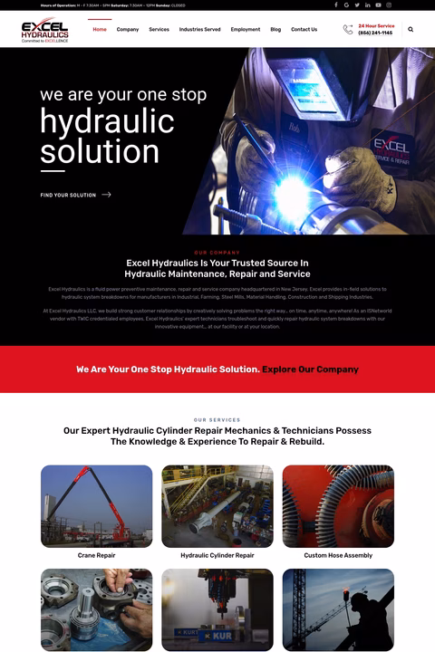 Excel-Hydraulics Homepage 1440px