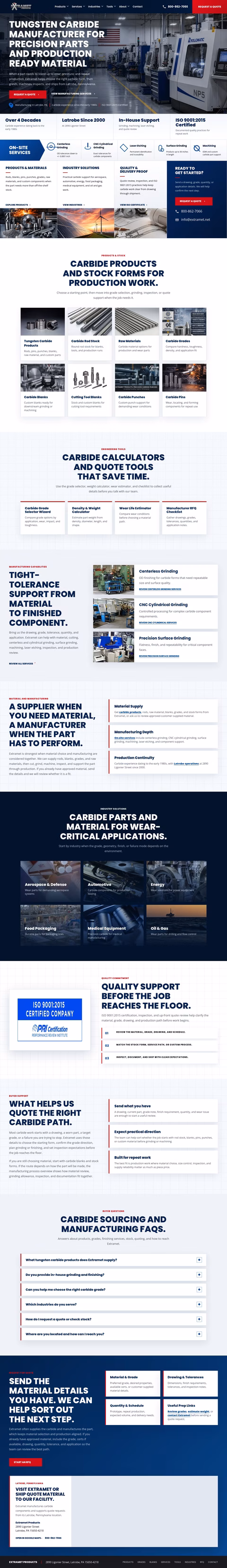 Extramet-Products Homepage 1440px