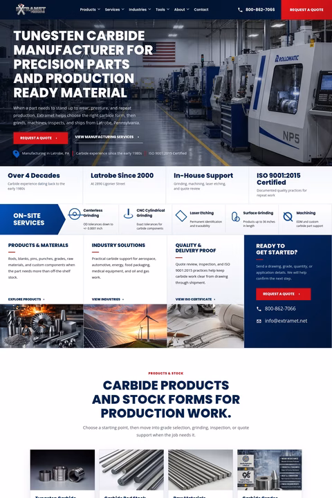 Extramet-Products Homepage 1440px