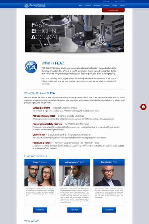 Fea-Industries Homepage 1440px