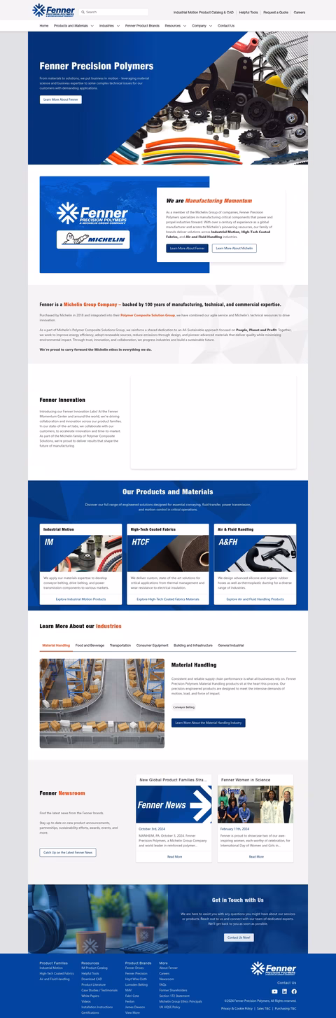 Fenner-Precision-Polymers Homepage 1440px