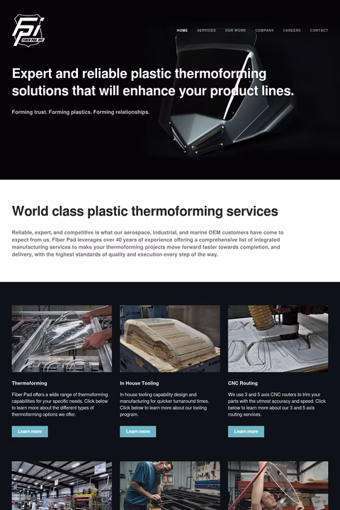 Fiber-Pad-Inc Homepage 1440px