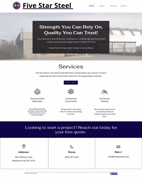 Five-Star-Steel Homepage 1440px