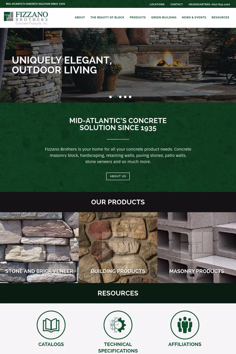 Fizzano-Brothers-Concrete-Products Homepage 1440px