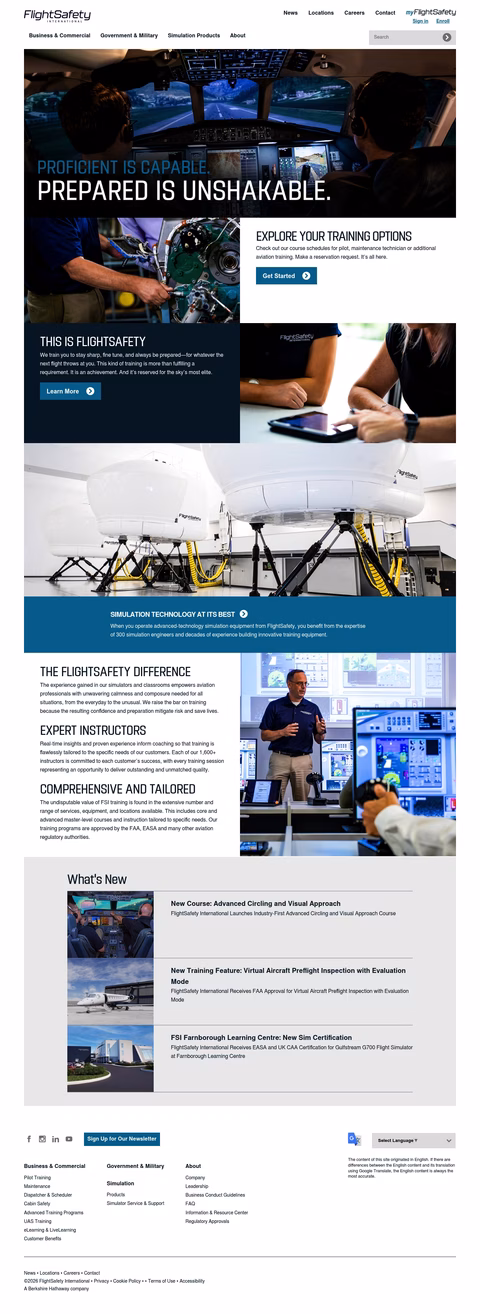 Flightsafety-International Homepage 1440px