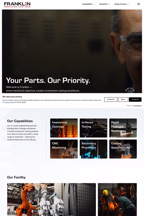 Franklin-Precision-Castings Homepage 1440px