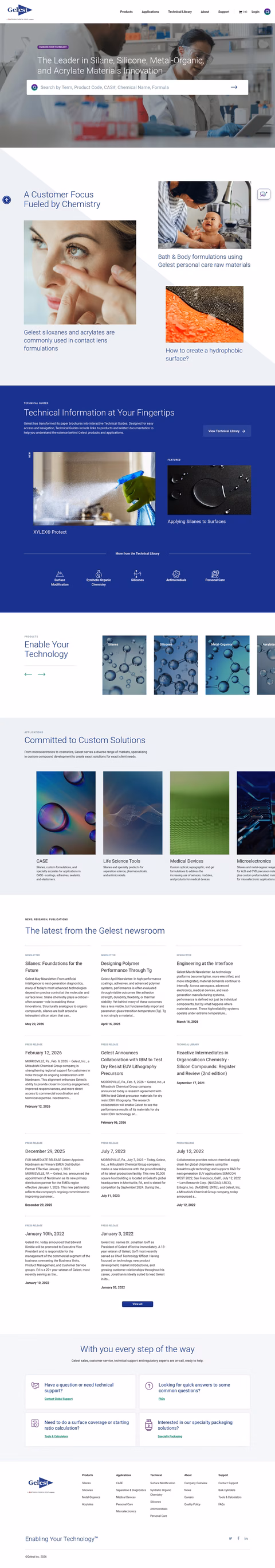 Gelest Homepage 1440px