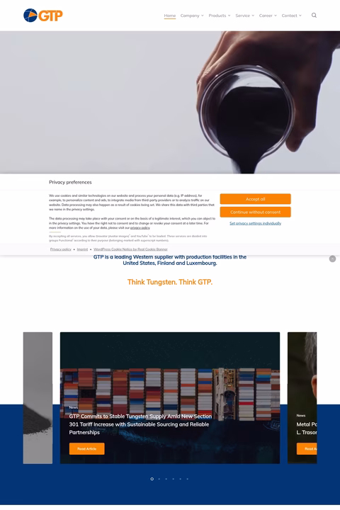 Global-Tungsten-Powders Homepage 1440px