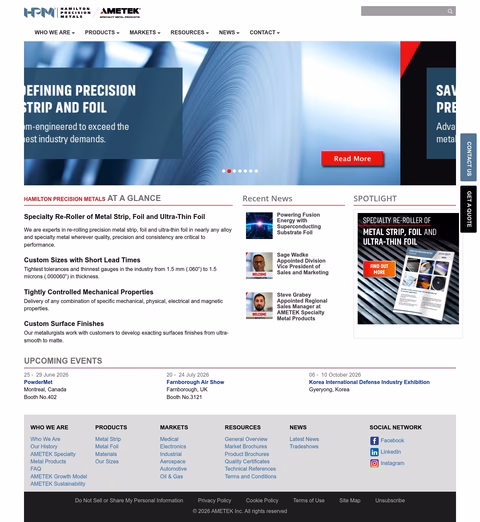 Hamilton-Precision-Metals Homepage 1440px