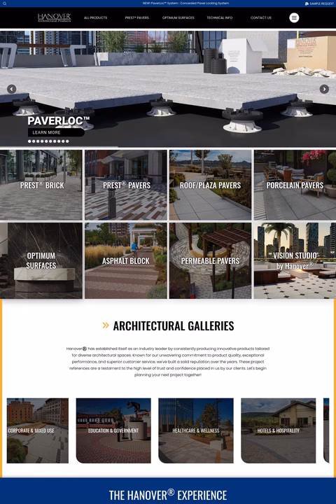 Hanover-Architectural-Products Homepage 1440px