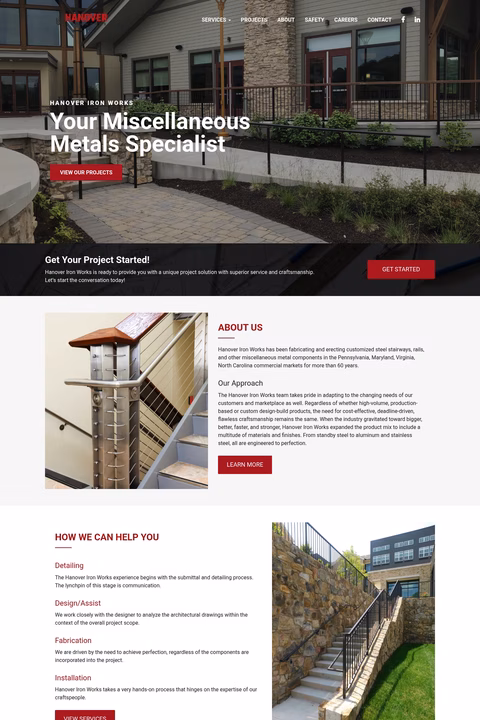 Hanover-Iron-Works Homepage 1440px