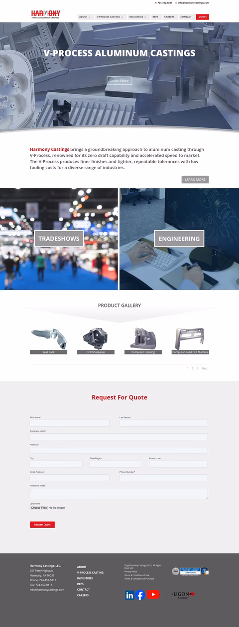 Harmony-Castings Homepage 1440px