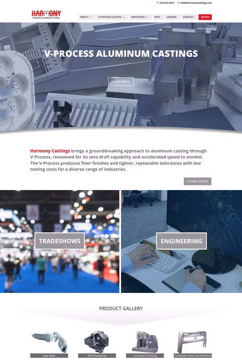 Harmony-Castings Homepage 1440px