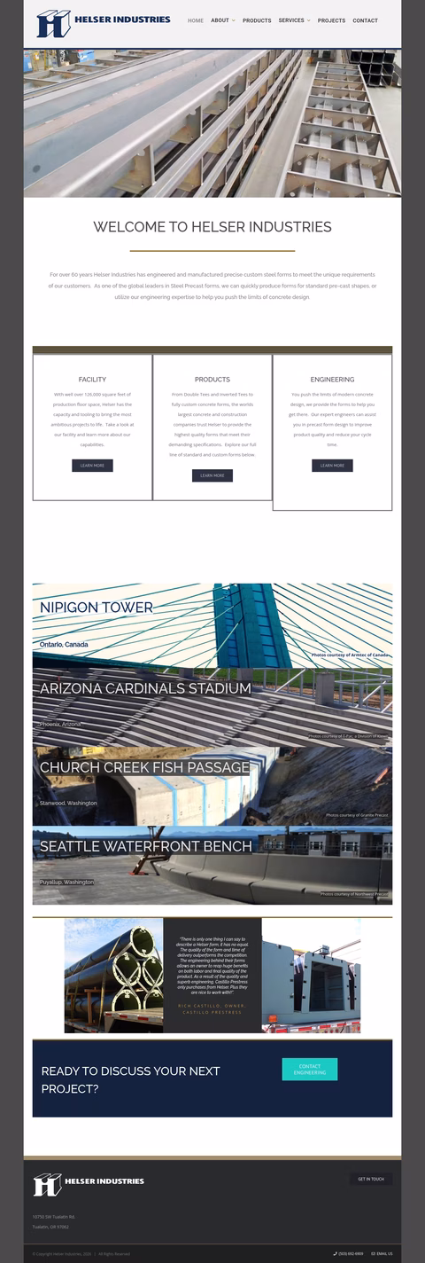Helser-Industries Homepage 1440px
