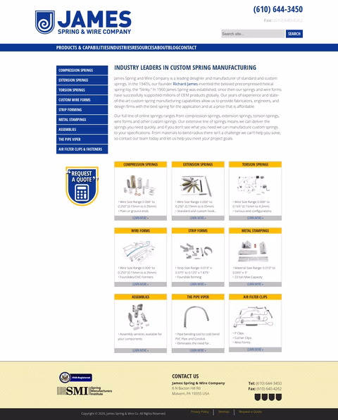 James-Spring-Wire-Company Homepage 1440px