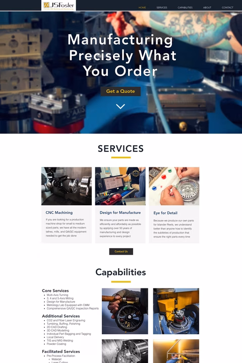 Js-Foster-Precision-Manufacturing Homepage 1440px