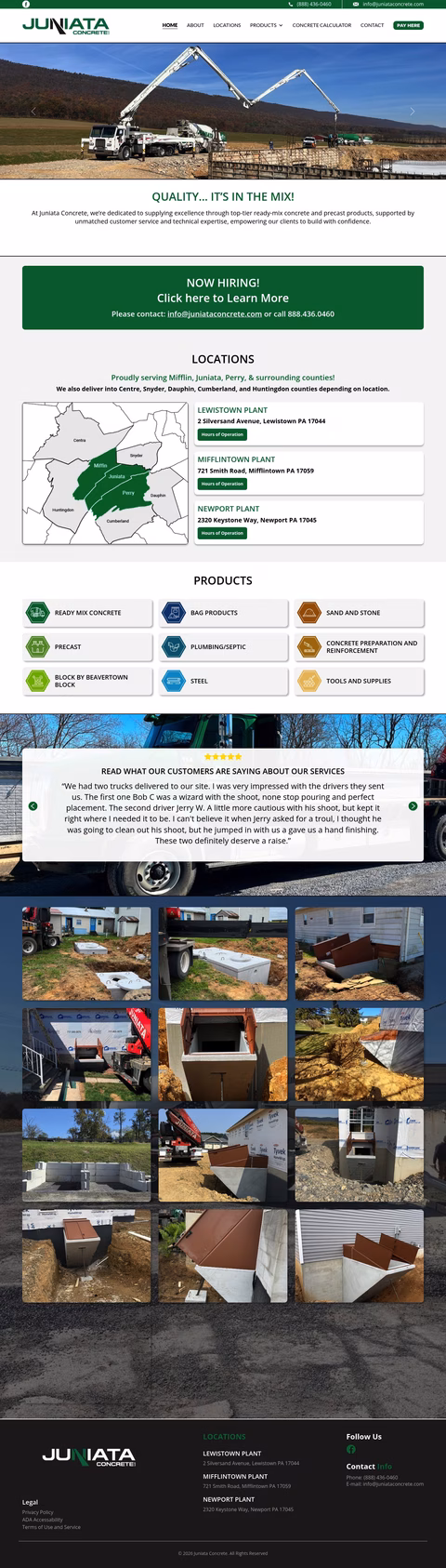 Juniata-Concrete Homepage 1440px