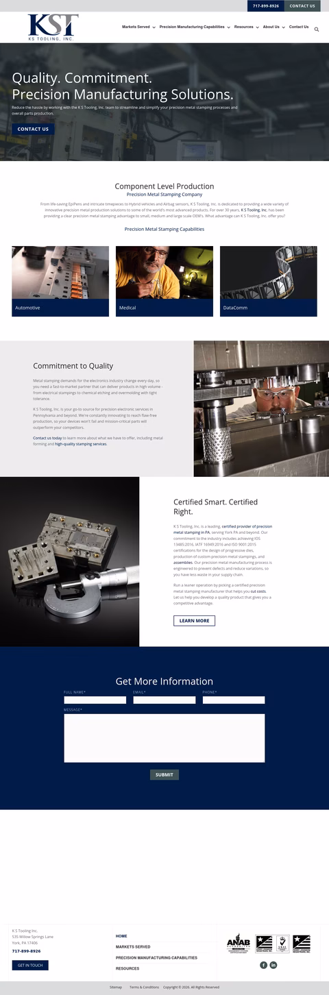 K-S-Tooling-Inc Homepage 1440px